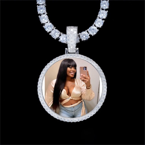 925S & VVS Moissanite 3D Circle Custom Picture Pendant
