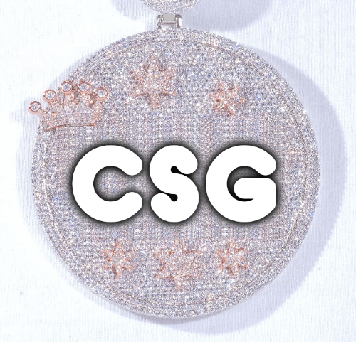 CUSTOM LETTER NECKLACE 3D BIG CROWN DISC
