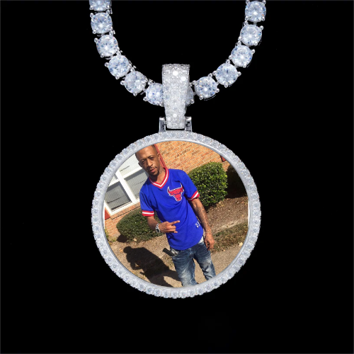 925S & VVS Moissanite 3D Circle Custom Picture Pendant