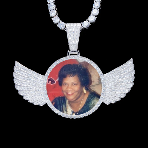 925S & VVS Moissanite 3D Wing Custom Picture Pendant