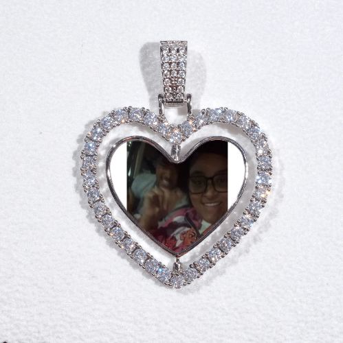 3D Spinning 2-Faced Heart Custom Picture Pendant