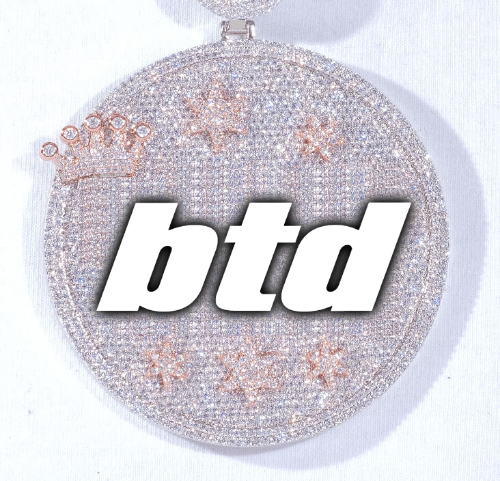 CUSTOM LETTER NECKLACE 3D BIG CROWN DISC