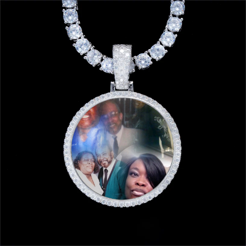 925S & VVS Moissanite 3D Circle Custom Picture Pendant