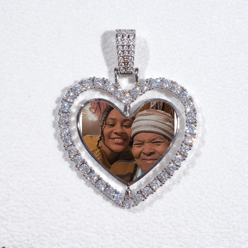 3D Spinning 2-Faced Heart Custom Picture Pendant