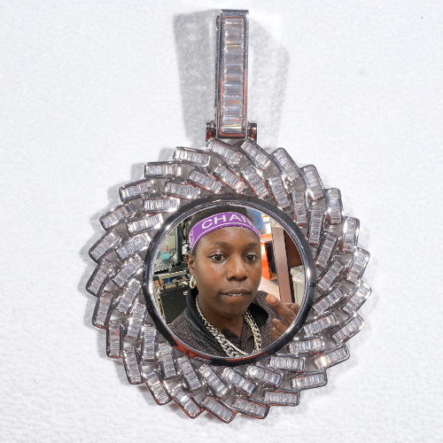 Large 3D Baguette Custom Picture Pendant