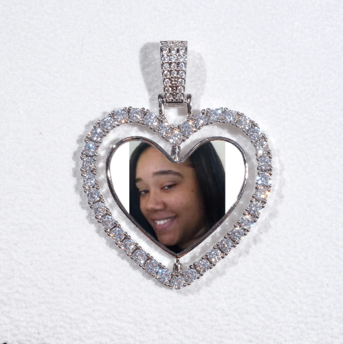 3D Spinning 2-Faced Heart Custom Picture Pendant