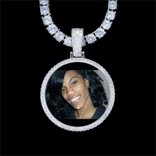 925S & VVS Moissanite 3D Circle Custom Picture Pendant
