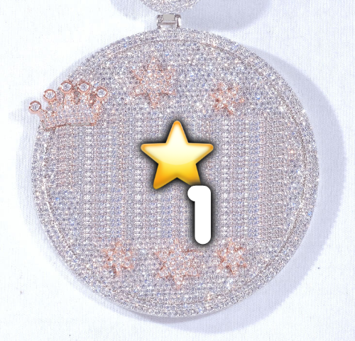 CUSTOM LETTER NECKLACE 3D BIG CROWN DISC