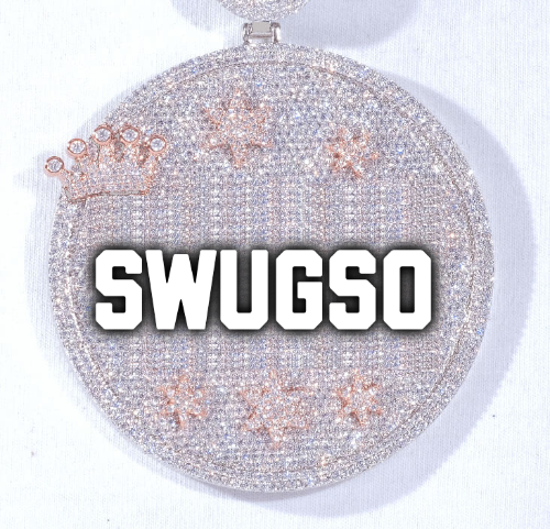 CUSTOM LETTER NECKLACE 3D BIG CROWN DISC