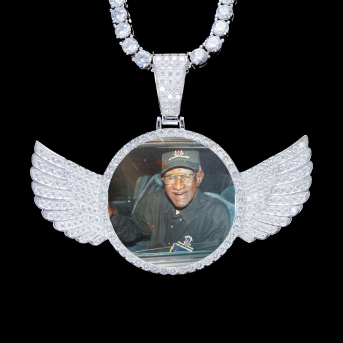 925S & VVS Moissanite 3D Wing Custom Picture Pendant