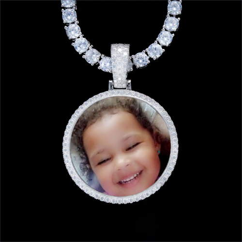 925S & VVS Moissanite 3D Circle Custom Picture Pendant