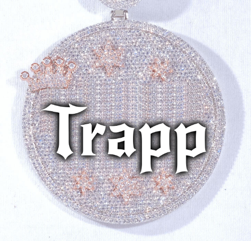 CUSTOM LETTER NECKLACE 3D BIG CROWN DISC