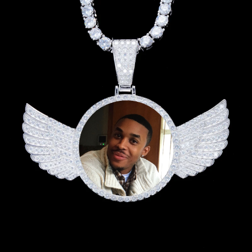 925S & VVS Moissanite 3D Wing Custom Picture Pendant
