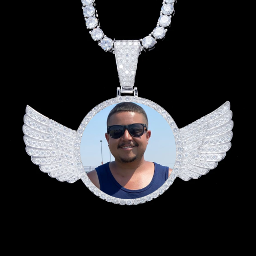 925S & VVS Moissanite 3D Wing Custom Picture Pendant