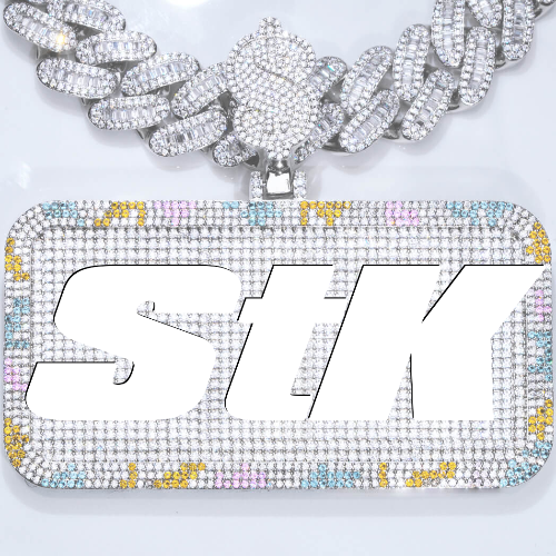 CUSTOM LETTER NECKLACE 3D COLORFUL SQUARE