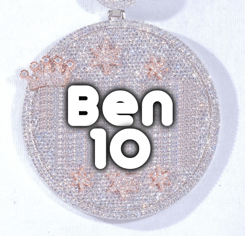 CUSTOM LETTER NECKLACE 3D BIG CROWN DISC