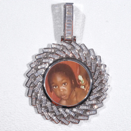 Large 3D Baguette Custom Picture Pendant