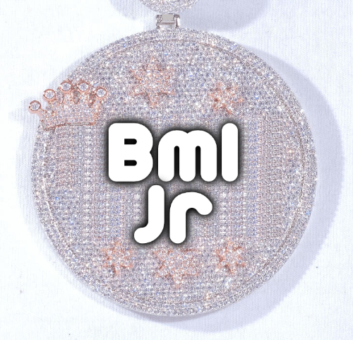 CUSTOM LETTER NECKLACE 3D BIG CROWN DISC