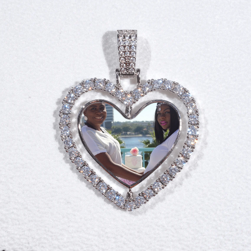 3D Spinning 2-Faced Heart Custom Picture Pendant