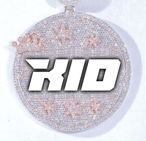 CUSTOM LETTER NECKLACE 3D BIG CROWN DISC