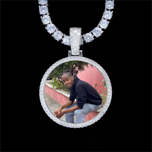 925S & VVS Moissanite 3D Circle Custom Picture Pendant