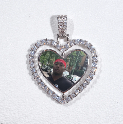 3D Spinning 2-Faced Heart Custom Picture Pendant