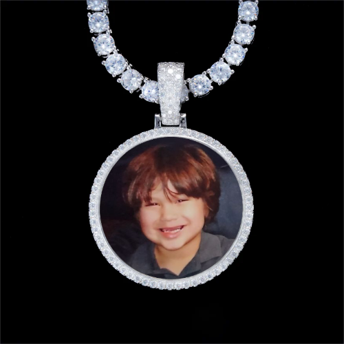 925S & VVS Moissanite 3D Circle Custom Picture Pendant