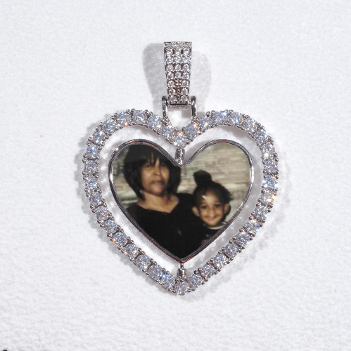 3D Spinning 2-Faced Heart Custom Picture Pendant