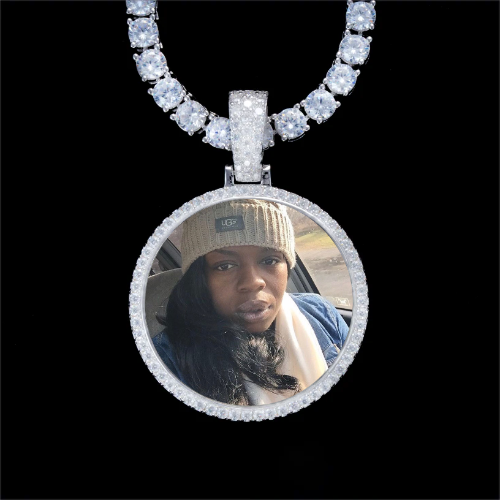 925S & VVS Moissanite 3D Circle Custom Picture Pendant