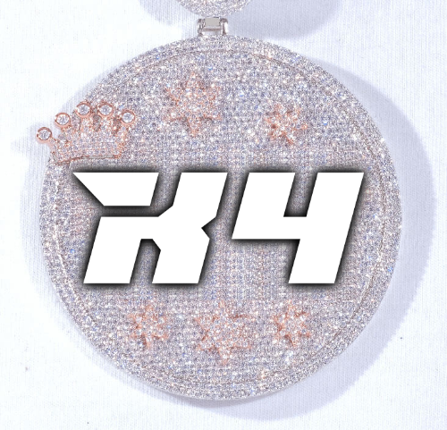 CUSTOM LETTER NECKLACE 3D BIG CROWN DISC