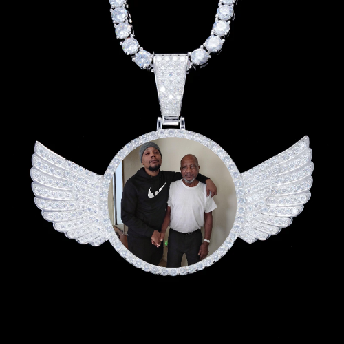 925S & VVS Moissanite 3D Wing Custom Picture Pendant