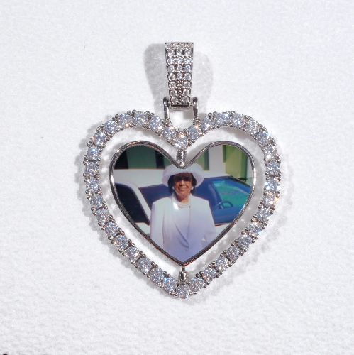 3D Spinning 2-Faced Heart Custom Picture Pendant