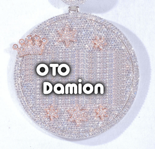 CUSTOM LETTER NECKLACE 3D BIG CROWN DISC