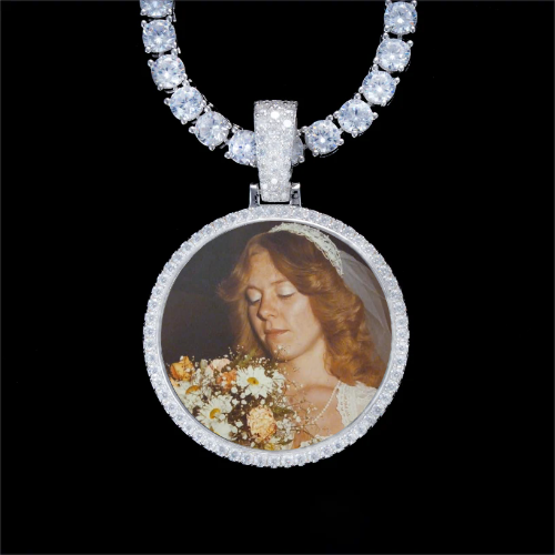 925S & VVS Moissanite 3D Circle Custom Picture Pendant