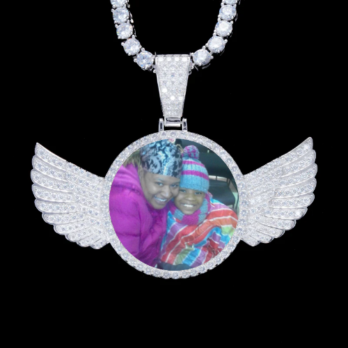 925S & VVS Moissanite 3D Wing Custom Picture Pendant