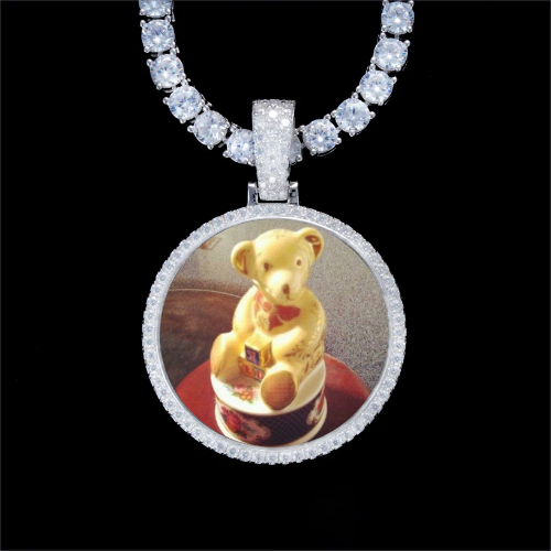 925S & VVS Moissanite 3D Circle Custom Picture Pendant