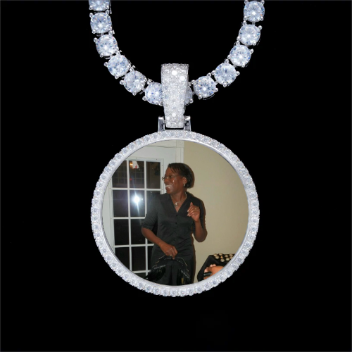 925S & VVS Moissanite 3D Circle Custom Picture Pendant