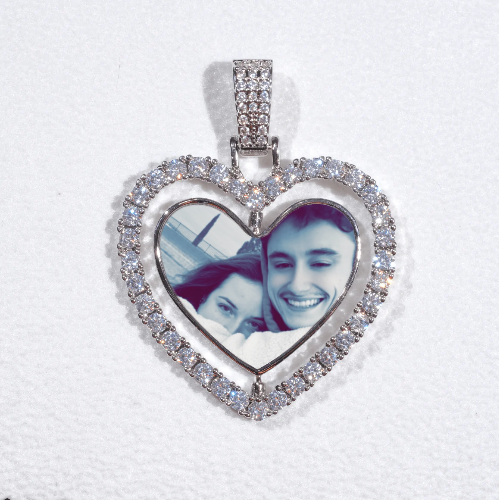 3D Spinning 2-Faced Heart Custom Picture Pendant