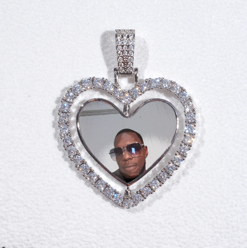 3D Spinning 2-Faced Heart Custom Picture Pendant