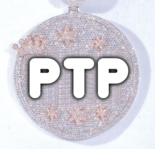 CUSTOM LETTER NECKLACE 3D BIG CROWN DISC