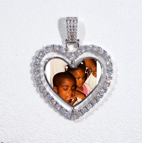 3D Spinning 2-Faced Heart Custom Picture Pendant