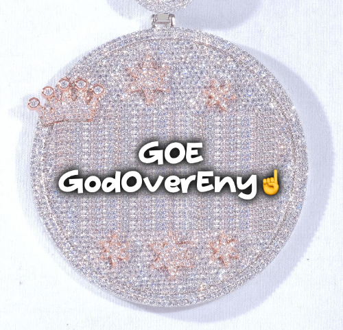 CUSTOM LETTER NECKLACE 3D BIG CROWN DISC