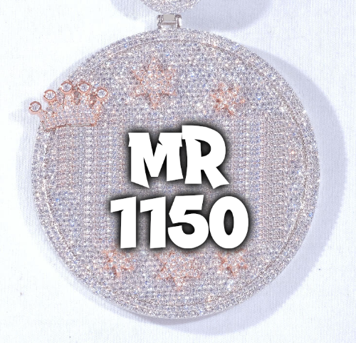 CUSTOM LETTER NECKLACE 3D BIG CROWN DISC