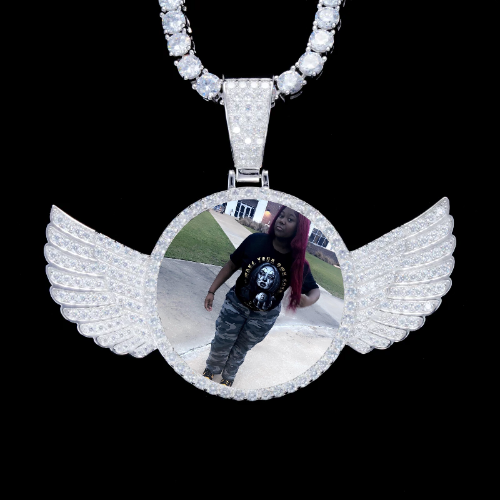925S & VVS Moissanite 3D Wing Custom Picture Pendant