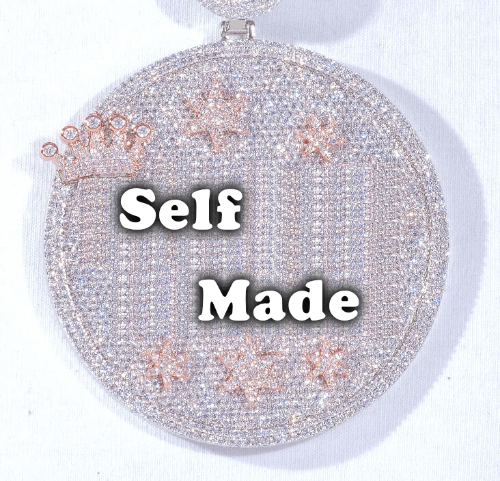 CUSTOM LETTER NECKLACE 3D BIG CROWN DISC