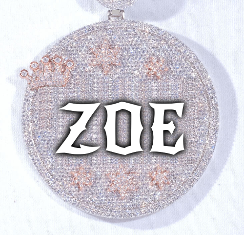 CUSTOM LETTER NECKLACE 3D BIG CROWN DISC