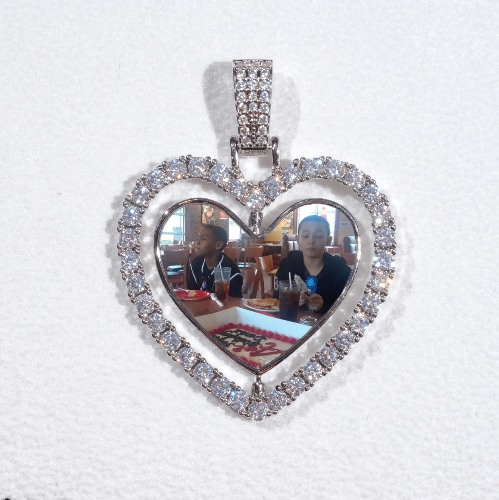 3D Spinning 2-Faced Heart Custom Picture Pendant