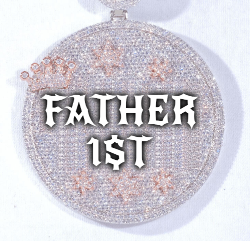 CUSTOM LETTER NECKLACE 3D BIG CROWN DISC