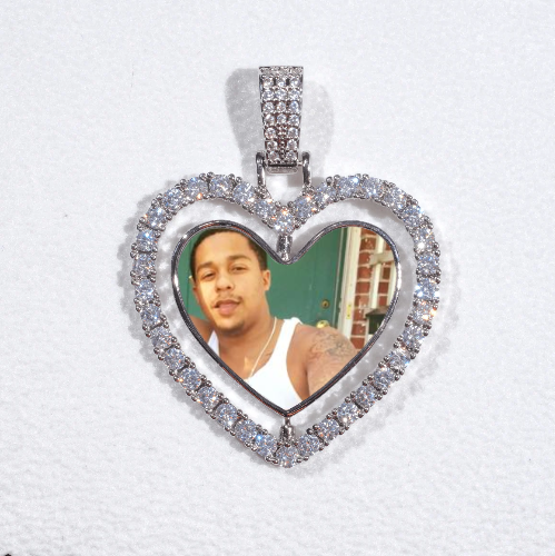 3D Spinning 2-Faced Heart Custom Picture Pendant