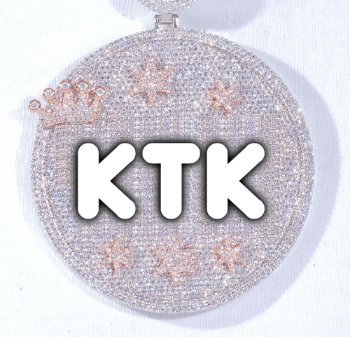 CUSTOM LETTER NECKLACE 3D BIG CROWN DISC